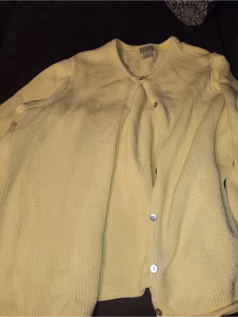 L.L. Bean Pale Yellow Button-Front Women's Cardigan